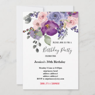 Aquarell-Blume, Blumengeburtstag Einladung