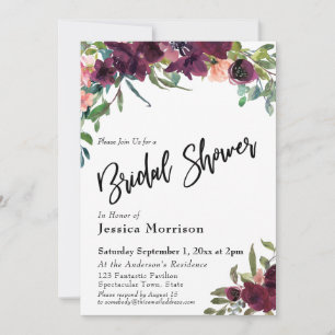 Aquarell-Blume Brautparty Typografie Einladung