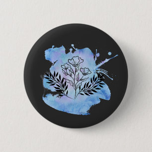 Aquarell-Blume Button