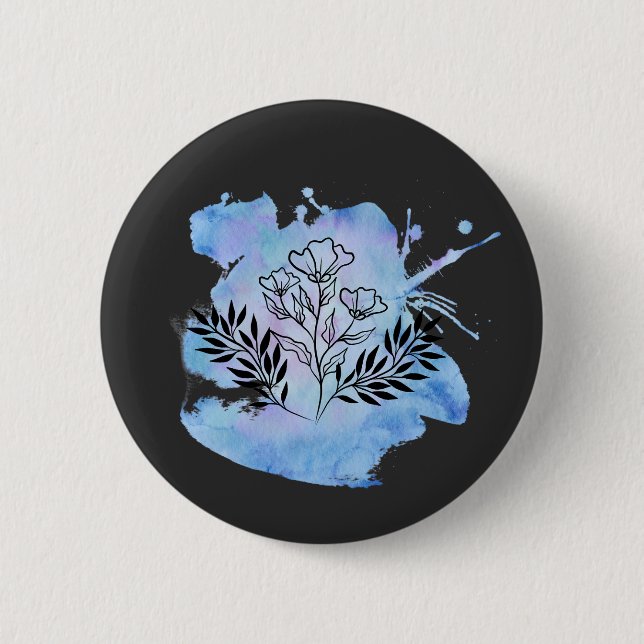 Aquarell-Blume Button (Vorderseite)