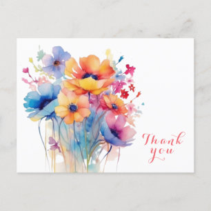 Aquarell-Blume Danke  Postkarte