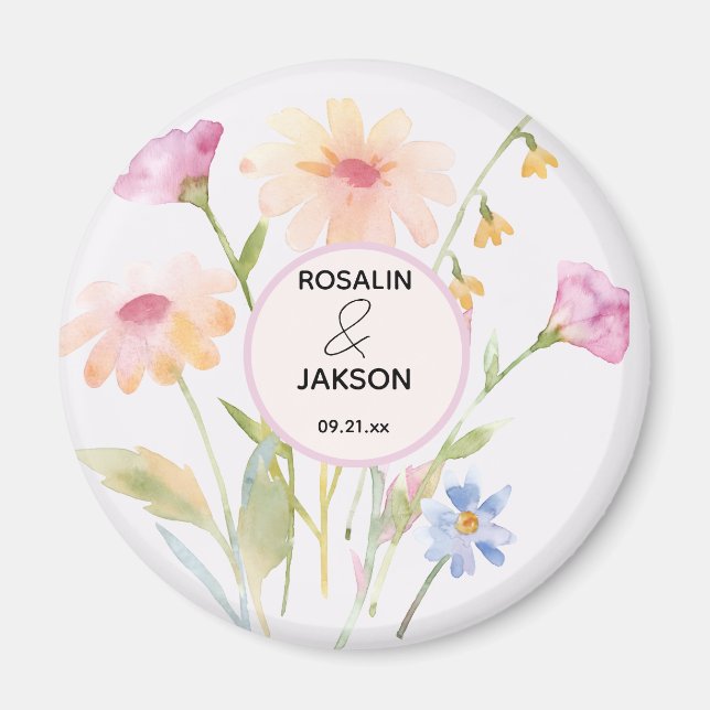 Aquarell-Blume editierbar Magnet (Vorne)