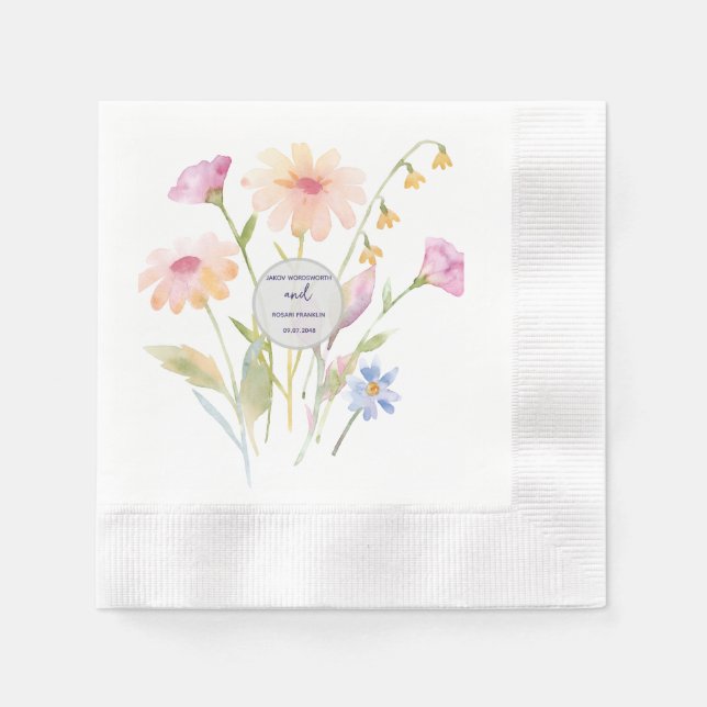 Aquarell-Blume editierbar Serviette (Vorderseite)