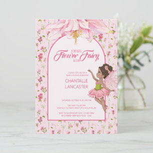 Aquarell Blume Fee Babydusche Einladung