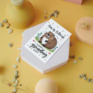 Aquarell Blume Groundhog Day Niedlich Phil Feiertagskarte