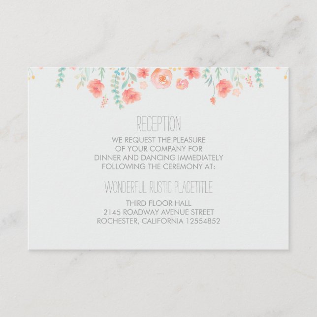 Aquarell Blume Hochzeitskarten Empfang Begleitkarte (Vorderseite)