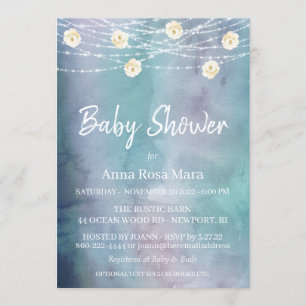 *~* Aquarell Blume Lights Rose Kinderdusche Einladung