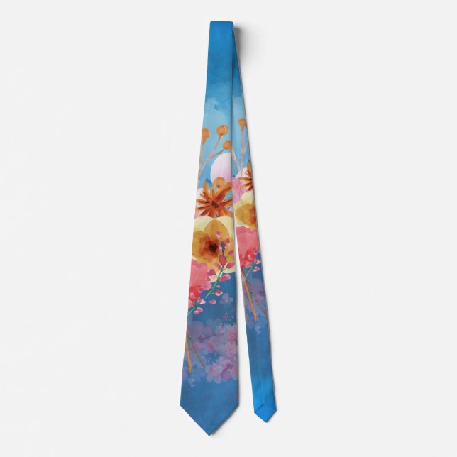 Aquarell Blume Neck Tie Krawatte (Vorderseite)