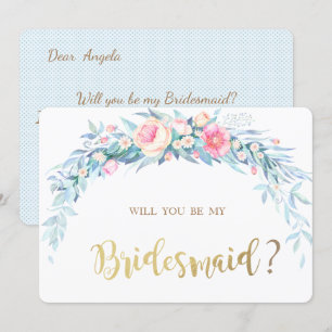 Aquarell Blume Polka Dots Bridesmaid Card Einladung