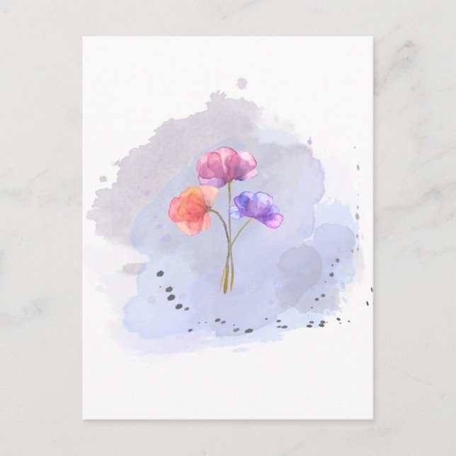Aquarell-Blume Postkarte (Vorderseite)
