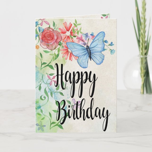 Aquarell-Blume zum Geburtstag Karte (Vorderseite)