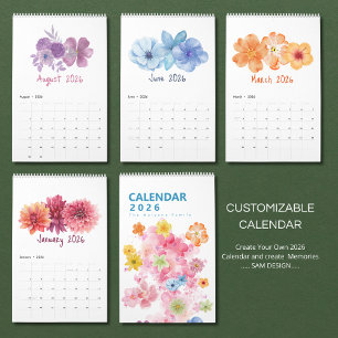Aquarell-Blumen 2026 Kalender   Elegante Floral 