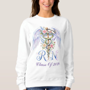 Aquarell-Blumen-Abschluss Krankenschwester Flügel  Sweatshirt