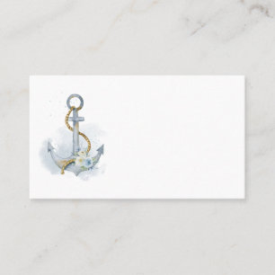 Aquarell Blumen Anker Nautische Hochzeit Platzkarte