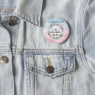 Aquarell-Blumen-Baby-Shower-Einladung - Rosa und Button