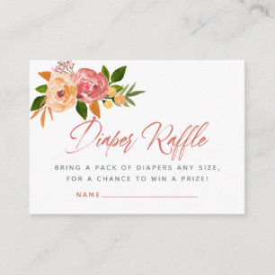 Aquarell-Blumen-Baby-Shower-Windel-Raffle Begleitkarte