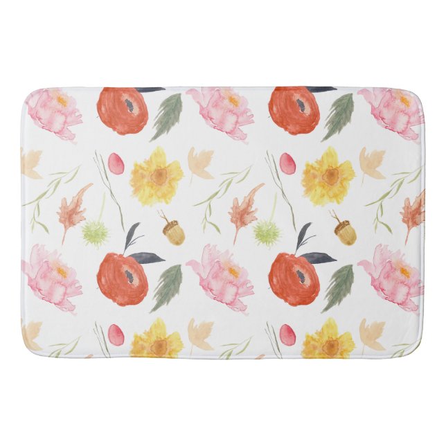 Aquarell Blumen Badematte (Vorderseite)