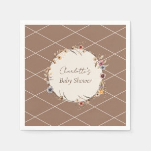 Aquarell-Blumen-Beige-Baby-Shower-Servietten Serviette