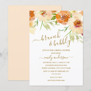 Aquarell-Blumen-Brunch und prickelnde Brautparty Einladung