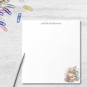 Aquarell-Blumen-Bücher Personalisiertes Buchliebha Notizblock