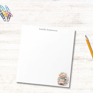 Aquarell-Blumen-Bücher Personalisiertes Buchliebha Notizblock