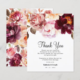 Aquarell-Blumen-Burgunder-Hochzeit-Dankeskarten