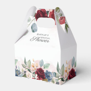 Aquarell-Blumen Burgunder-Rosé Brautdusche Geschenkschachtel