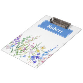 Aquarell-Blumen-Clipboard-Design mit individuellem Klemmbrett