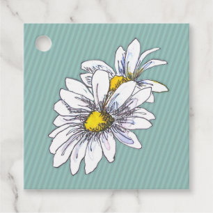 Aquarell-Blumen-Daisy-Entenei-Blau-Boho-Geschenk Geschenkanhänger