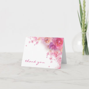Aquarell-Blumen Danke Hand Schrift Elegant