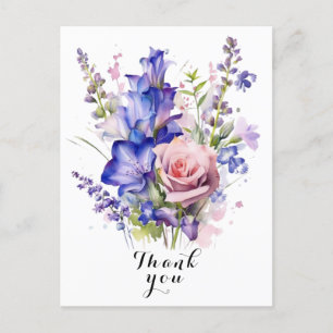 Aquarell-Blumen-Dankeschön Postkarte