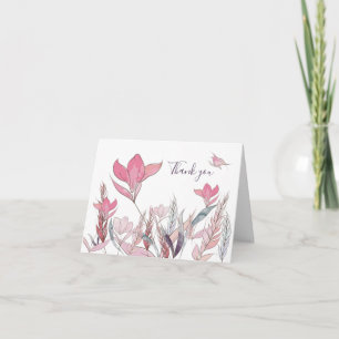 Aquarell-Blumen-Dankeskarten – Elegante Blütenmoti Dankeskarte