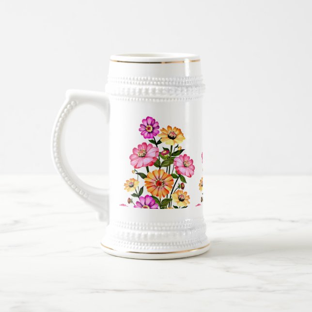 Aquarell-Blumen-Design-34063 Bierglas (Links)