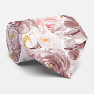 Aquarell Blumen Dusty Rose Blush Rosa Rosen   Krawatte