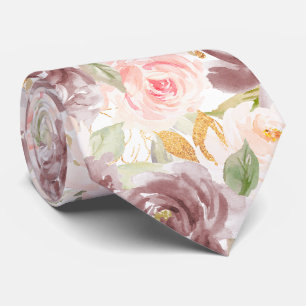 Aquarell Blumen Dusty Rose Blush Rosa Rosen   Krawatte