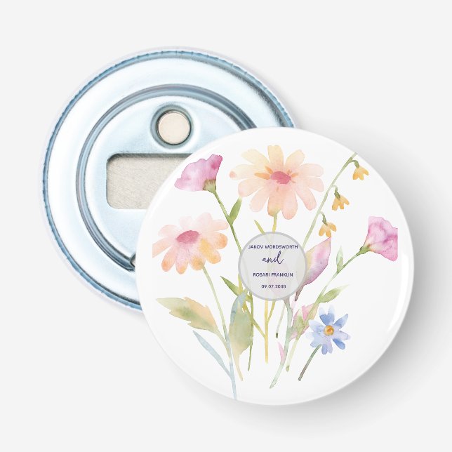 Aquarell-Blumen editierbar Flaschenöffner (Vorderseite)