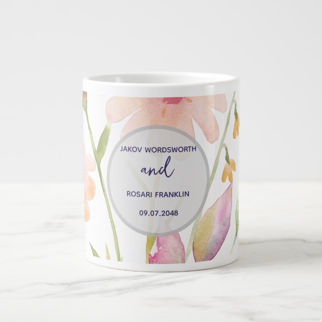 Aquarell-Blumen editierbar Jumbo-Tasse (Vorderseite)