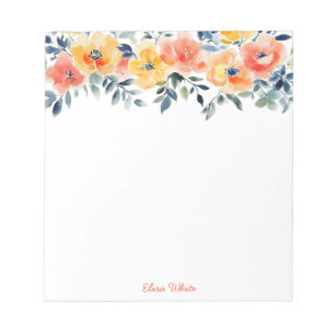 Aquarell Blumen Einkaufsliste INDIVIDUELL Notizblock