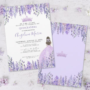 Aquarell-Blumen-Einladung zur Quinceañera in Lila Einladung
