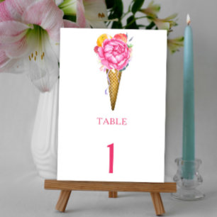 Aquarell-Blumen-Eiscreme - Hochzeitstisch-Nummer Tischnummer
