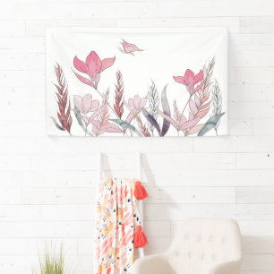 Aquarell Blumen – Elegante Event-Dekoration Banner