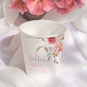 Aquarell Blumen Elegante Garten Brautparty Pappbecher