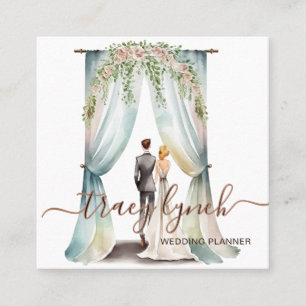 Aquarell-Blumen-Elegante Hochzeitsplanerin Quadratische Visitenkarte