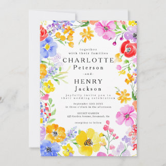 Aquarell-Blumen Elegante Kühne Hochzeit Einladung