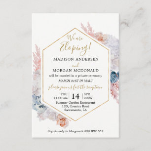 Aquarell-Blumen-Elopement-Empfangs-Einladung Einladung