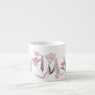 Aquarell-Blumen-Espresso-Tasse Florale Keramik Espressotasse