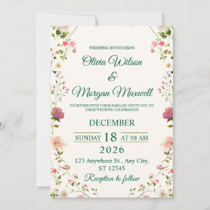 Aquarell-Blumen-Event-Karte mit individuellem Text Einladung