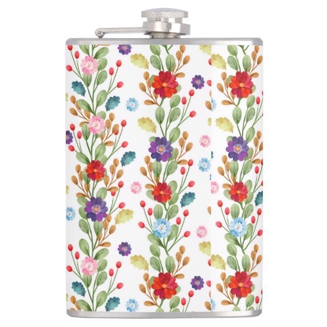 Aquarell-Blumen Farbige Muster-67488 Flachmann (Vorderseite)