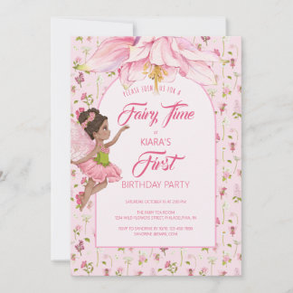 Aquarell-Blumen-Feengirl-Geburtstag Einladung