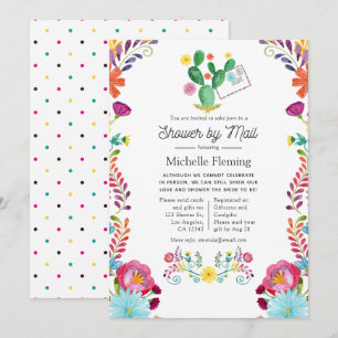 Aquarell-Blumen-Fiesta-Brautabschied per Post Einladung
